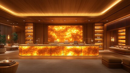 Luxury Spa Reception Area Warm Lighting Elegant Interior Design