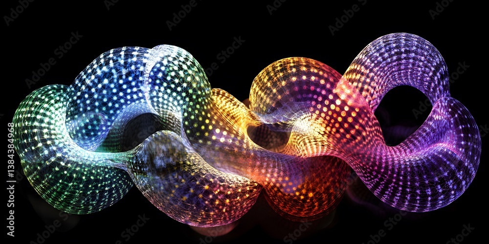Poster Colorful Abstract Wave with Light Patterns and 3D Effect Design