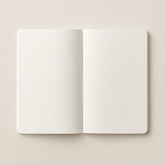 Open Blank White Notebook on Beige Background – Top View