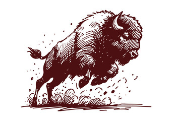  American Bison hand drawn sketch vector illustration © Shutoda
