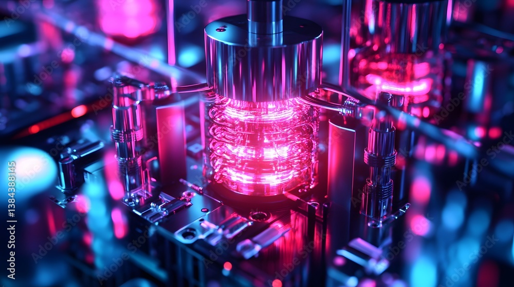 Aufkleber Futuristic Technology with Glowing Components and Circuit Patterns