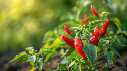 Chili peppers growing in a small backyard garden stock photo --ar 16:9 --style raw --v 6 Job ID: c854817b-b10e-4db3-b088-826949a315d8