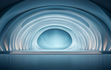 Obraz premium The lighting and set display effect of a large-scale indoor press conference 