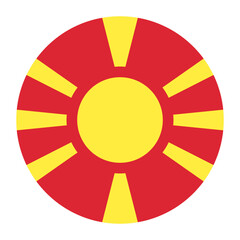 Obraz premium North Macedonia flag. Button flag icon. Standard color. Circle icon flag. Computer illustration. Digital illustration. Vector illustration.