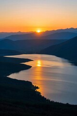 Fototapeta premium arafed view of a lake with mountains in the background