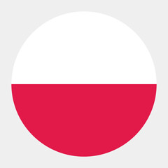 Poland flag. Button flag icon. Standard color. Circle icon flag. Computer illustration. Digital illustration. Vector illustration.