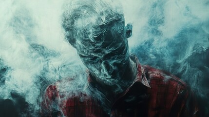 Surreal Smoke Portrait: A Study in Human Emotion