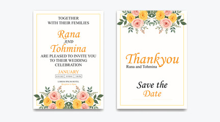 Beautiful floral wedding invitation card template
