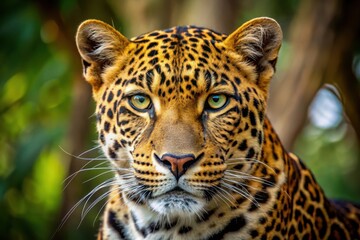 A Majestic Leopard's Intense Gaze, A Powerful Portrait of Wildlife in its Natural Habitat