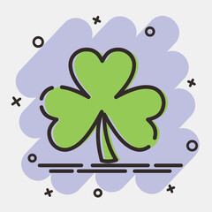 Icon three leaf clover. St. Patrick's Day celebration elements. Icons in comic style. Good for prints, posters, logo, party decoration, greeting card, etc.
