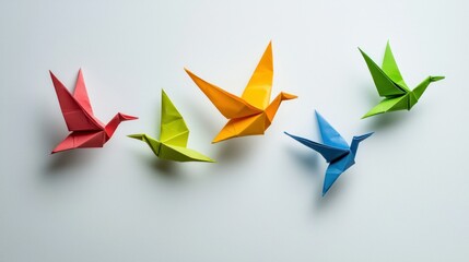 Origami wall art isolated on white background