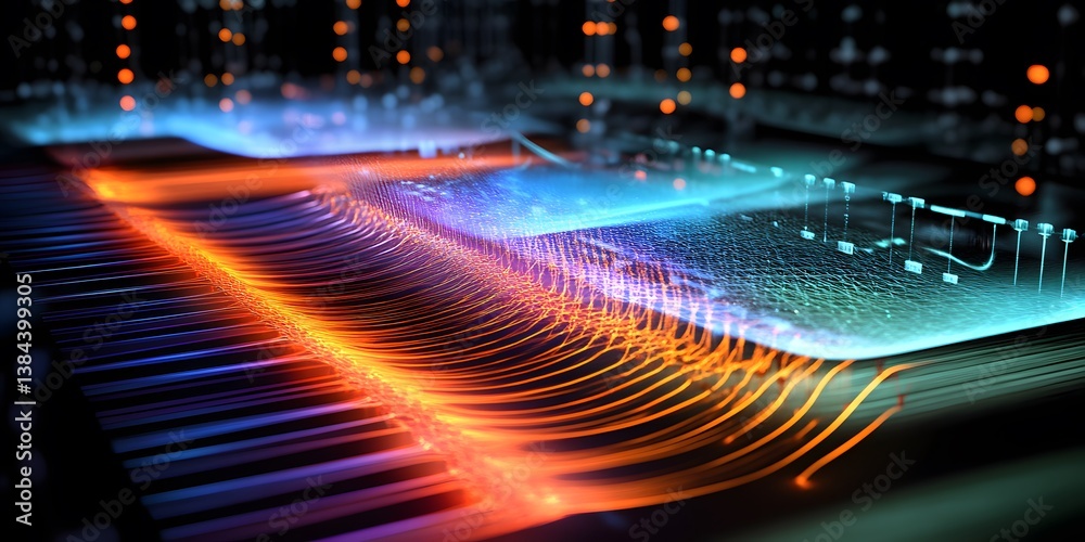 Leinwandbilder futuristic abstract visualization of data flow in digital environment