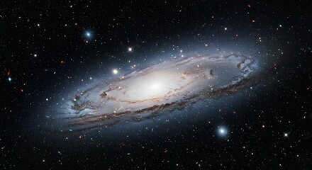 Fototapeta premium Stunning Detail of Spiral Galaxy with Stars and Cosmic Dust in Night Sky