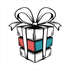 Gift Box with Bow and Ribbon vector