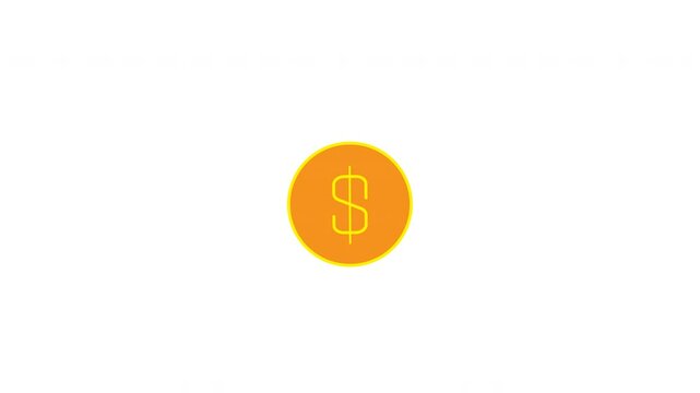 Animation icon featuring a dollar symbol coin encircled by a curved arrow representing circulation or rotation, Ideal for financial services, banking applications, investment platforms, money transfer
