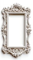 Ornate White Decorative Frame on White Background