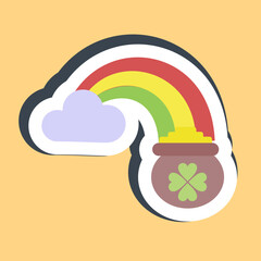 Sticker st patricks rainbow. St. Patrick's Day celebration elements. Good for prints, posters, logo, party decoration, greeting card, etc.