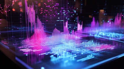 Fototapeta premium Data visualization displays digital information with dynamic and vibrant colors