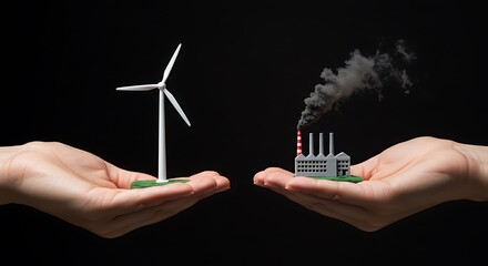 Choosing Clean Energy Over Pollution - Wind Turbine vs Factory