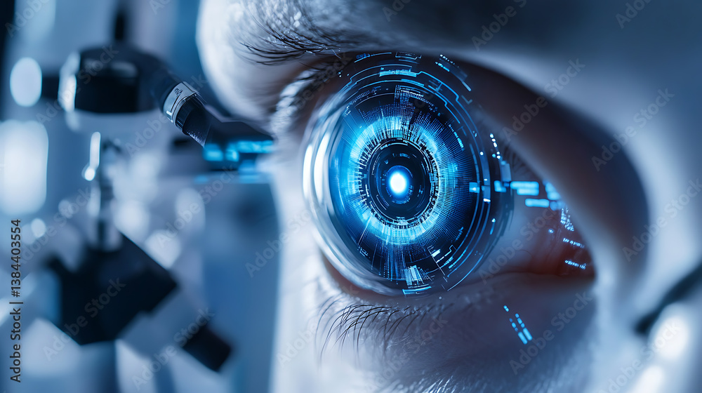 Aufkleber a high tech ai powered bionic eye development lab with researchers testing advanced vision augmentat