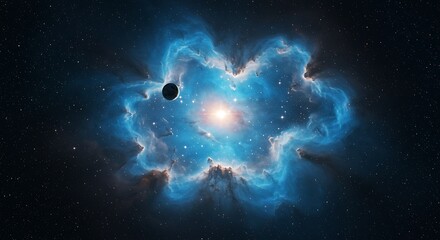 Explore Stunning Nebula with Stars and a Planet in the Cosmic Background