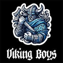 Vector Illustration of Viking with Blue white color