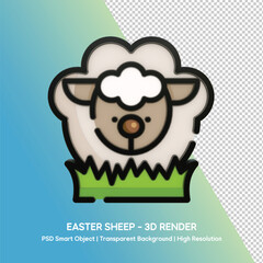 Easter Sheep 3D Render Illustration with Transparent Background