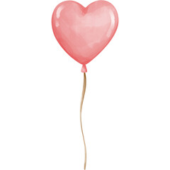 pink heart air balloon, png element sticker for Valentines decoration, clipart