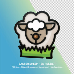 Easter Sheep 3D Render Illustration with Transparent Background