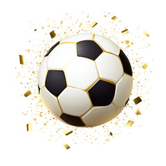 Fototapeta premium Soccer ball on black yellow and white background with various tags including soccer, ball, football, sport, isolated, game, leather, equipment isolated on transparent background PNG.