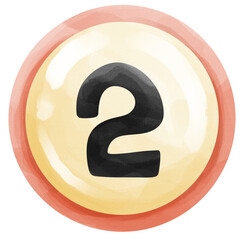 number two on wink gold circle button, second rating symbol for decoration .