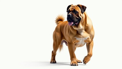 Obraz premium Majestic mastiff, powerful stance, white background, canine, full body