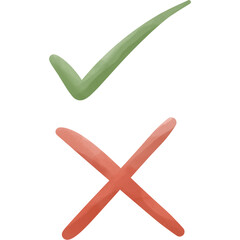 green correct check mark and red wrong symbol, png element clipart for check paper