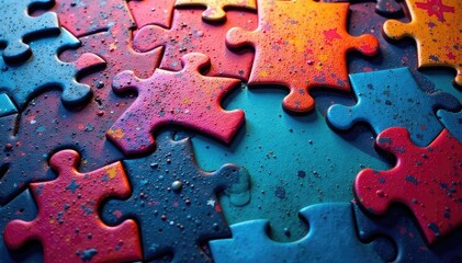 Perfectly integrated pieces of a jigsaw puzzle , connection, form
