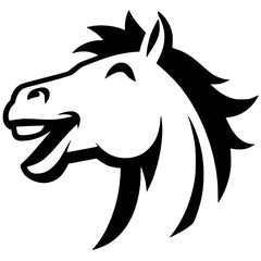 Silhouette portrait of a laughing horse