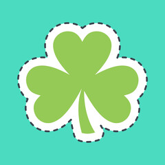 Sticker line cut three leaf clover. St. Patrick's Day celebration elements. Good for prints, posters, logo, party decoration, greeting card, etc.