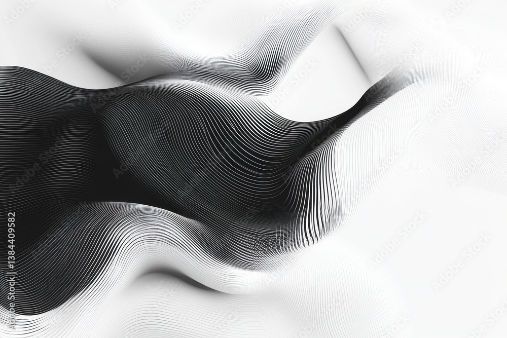 Poster Minimalist black and white abstract pattern showcasing fine lines with smooth spacing in modern digital design for contemporary art enthusiasts