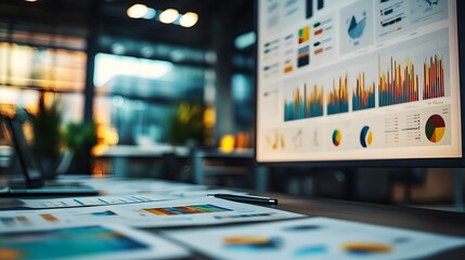 Data Visualization on Computer Screen in Modern Workspace Environment