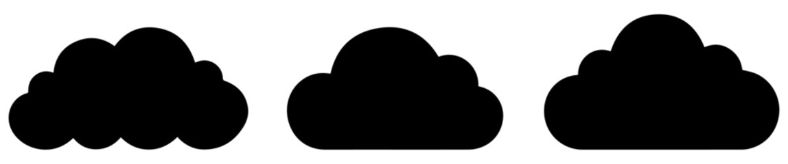 Simple Cloud Silhouette Icons, Minimalist Cloud Vector Set for Logos & Designs