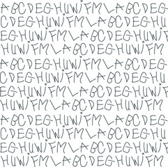 Large painted English letters form a linguistic background.