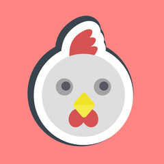 Sticker rooster face. Chinese Zodiac elements. Good for prints, posters, logo, advertisement, decoration,infographics, etc.
