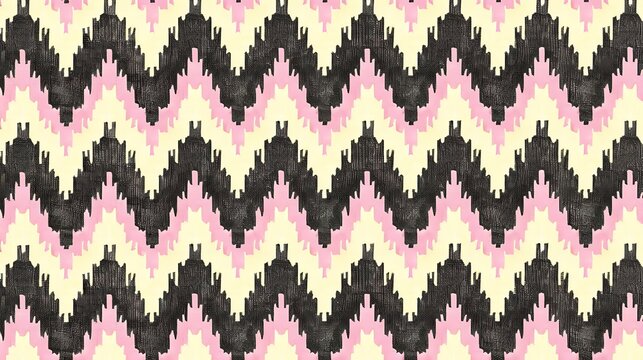 Fototapeta Decorative repeating pattern of zigzags in black pink and yellow colors