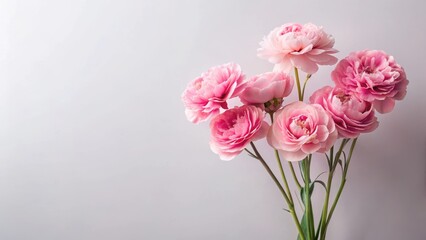 Fototapeta premium A Delicate Bouquet of Soft Pink Blossoms Against a Subtle Grey Background