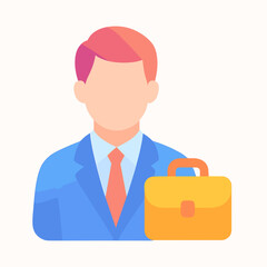 Businessman with Briefcase in Professional Attire - Flat Design Style  