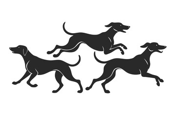 set of Hound Dog silhouette vector illustration