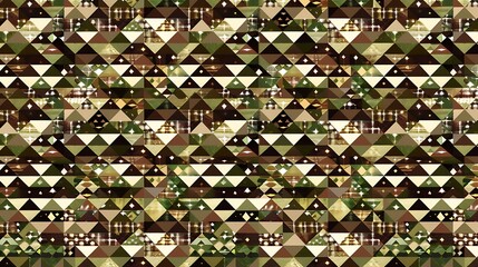 A geometric patterned surface made from small colored triangles