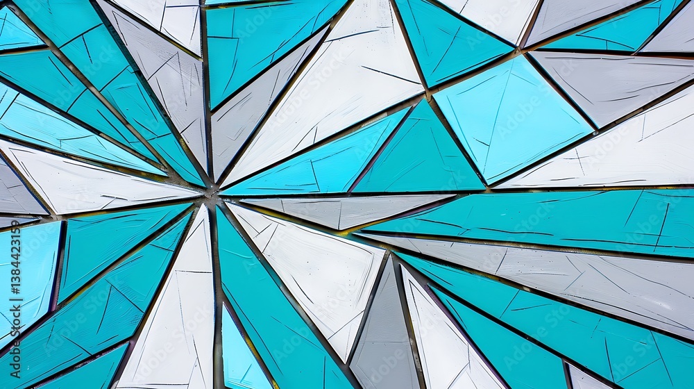 Poster abstract geometric composition of colorful shapes and intersecting lines