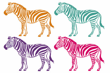 Obraz premium set of Zebra silhouette vector illustration