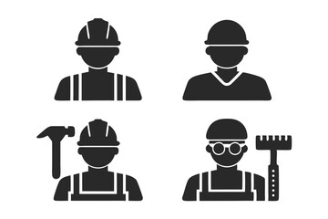 set of Construction worker silhouette vector illustration