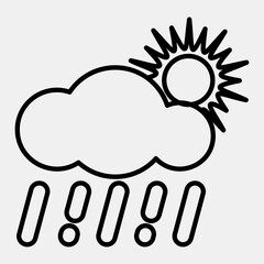 Icon rain with sun. Weather elements symbol. Icons in line style. Good for prints, web, smartphone app, posters, infographics, logo, sign, etc.